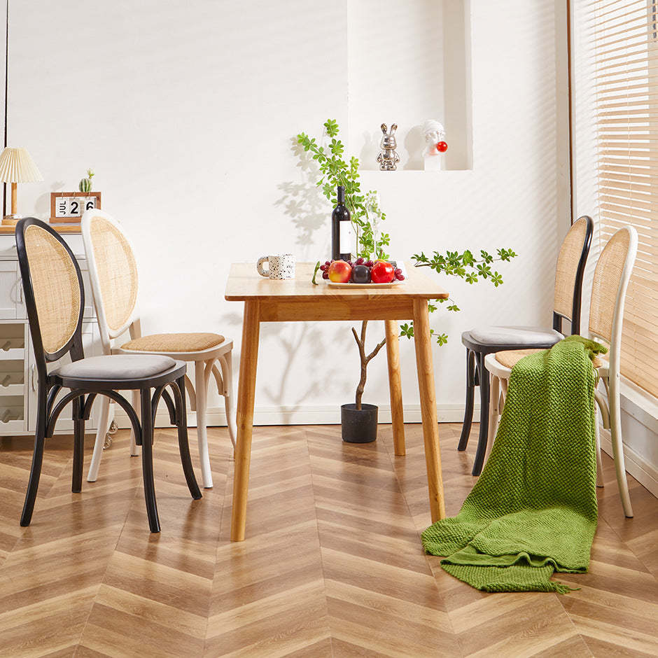 Scandinavian Rattan Wood Oval Dining Chair