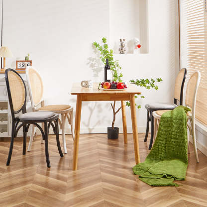 Scandinavian Rattan Wood Oval Dining Chair