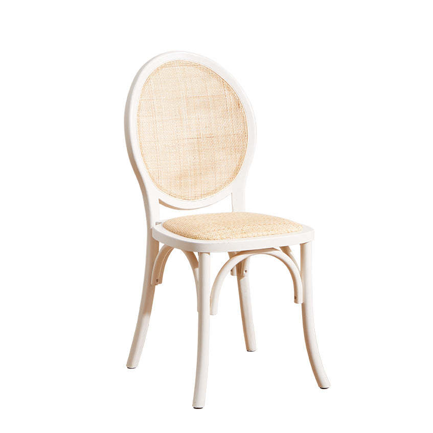 Scandinavian Rattan Wood Oval Dining Chair