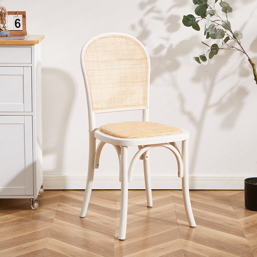Scandinavian Rattan Wood Oval Dining Chair