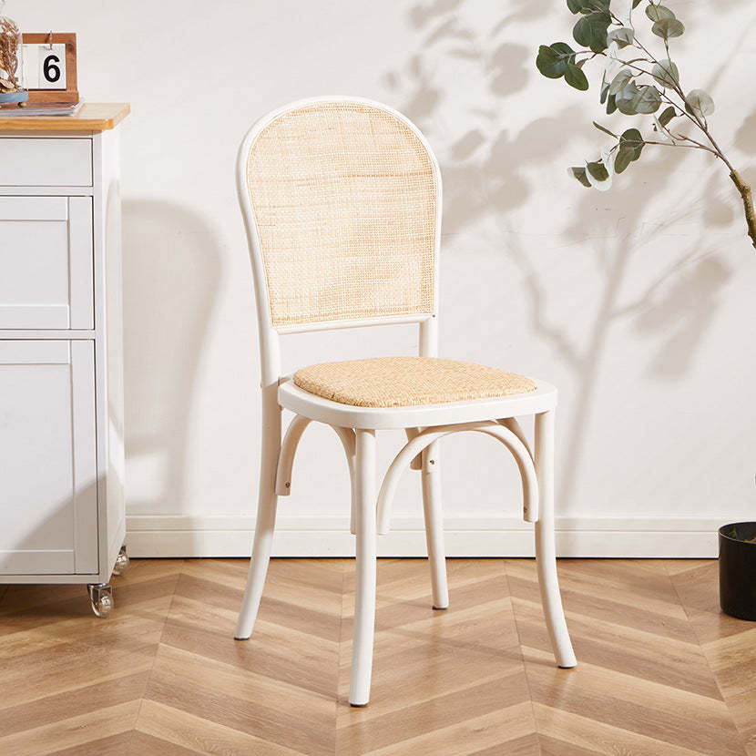 Scandinavian Rattan Wood Oval Dining Chair