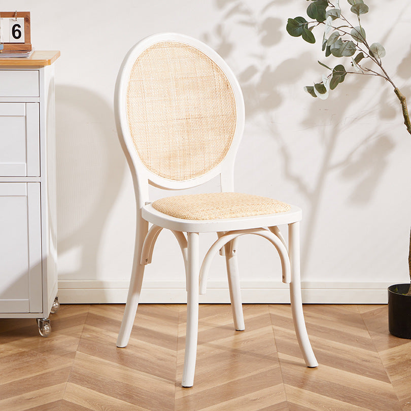 Scandinavian Rattan Wood Oval Dining Chair