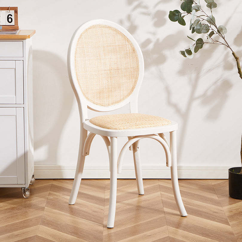 Scandinavian Rattan Wood Oval Dining Chair