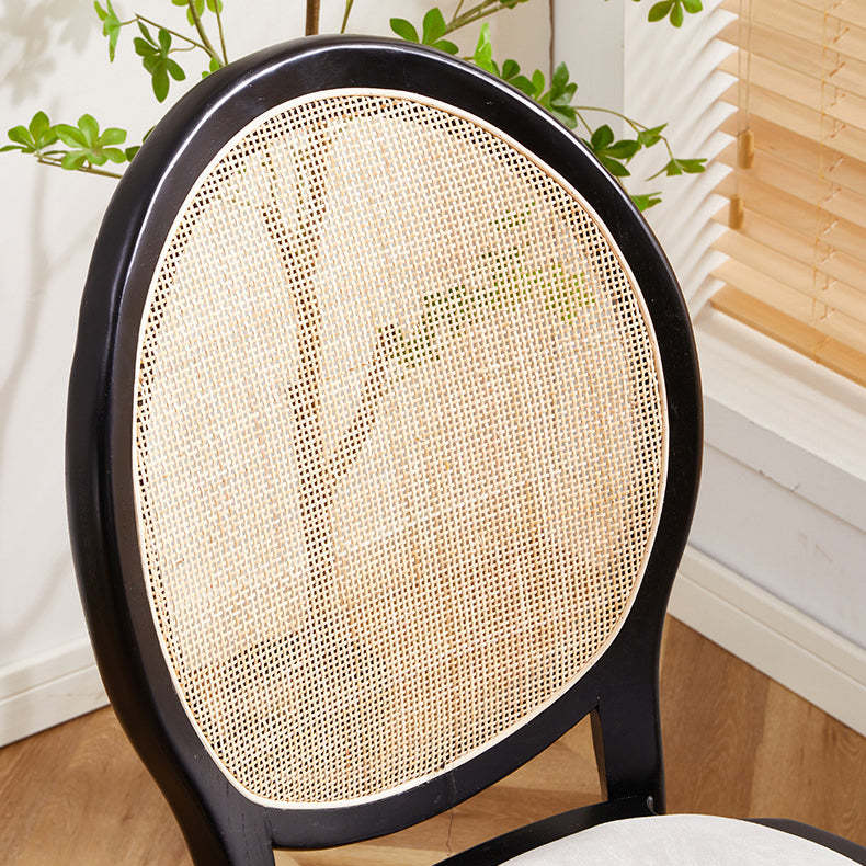 Scandinavian Rattan Wood Oval Dining Chair