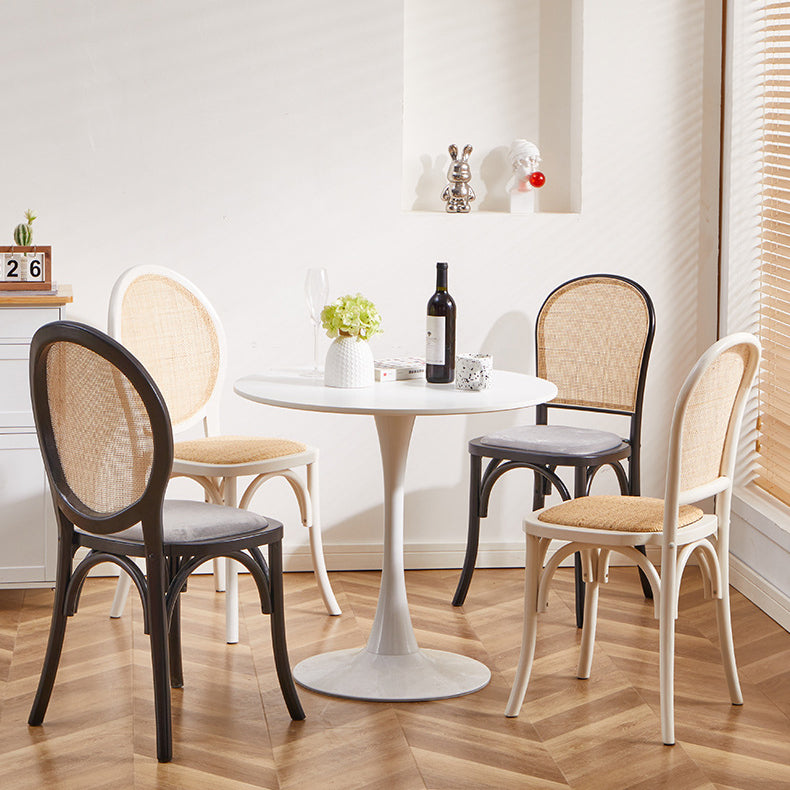 Scandinavian Rattan Wood Oval Dining Chair