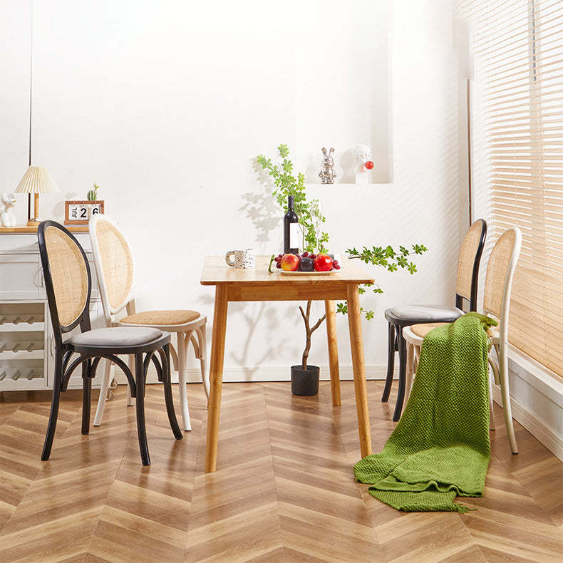 Scandinavian Rattan Wood Oval Dining Chair