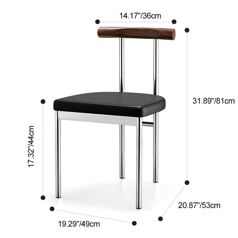 Scandinavian Leather Wood Metal Dining Chair