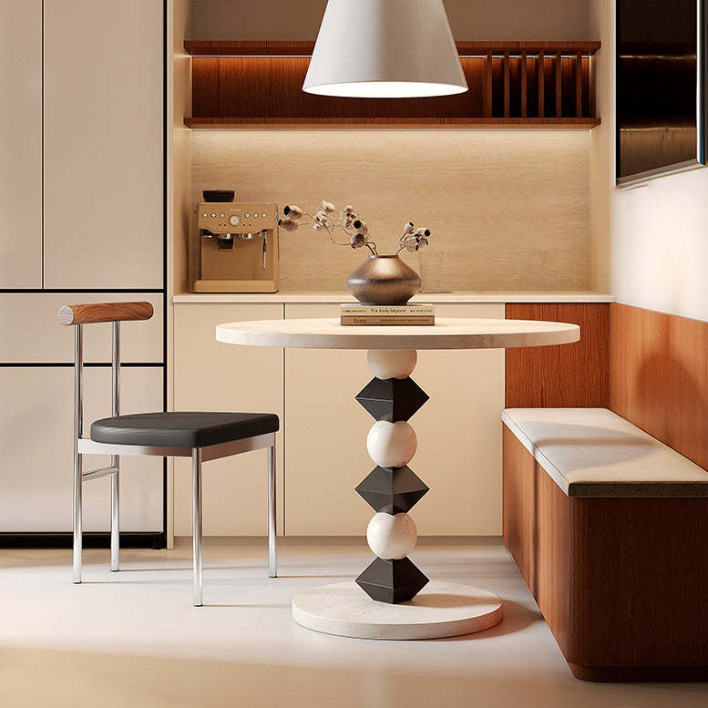Scandinavian Leather Wood Metal Dining Chair