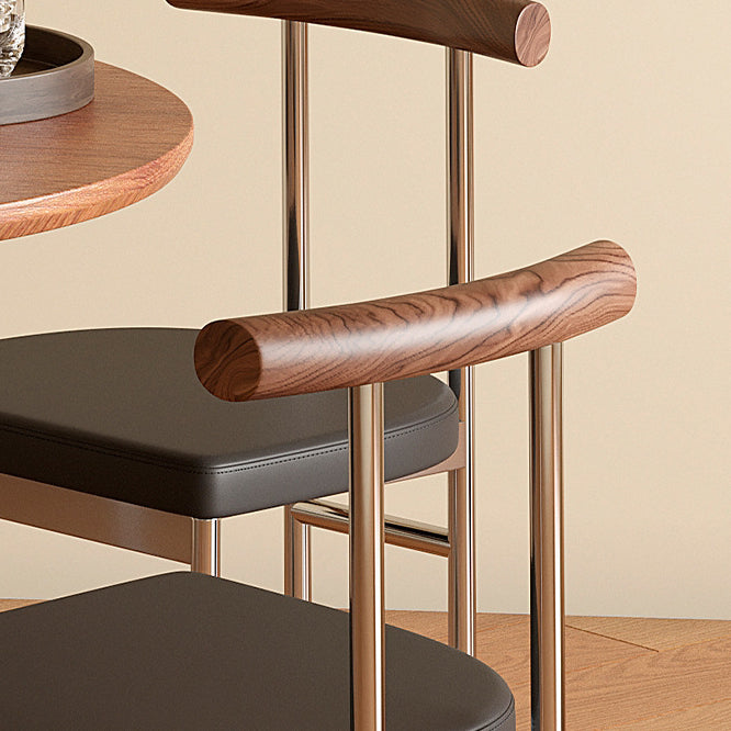 Scandinavian Leather Wood Metal Dining Chair
