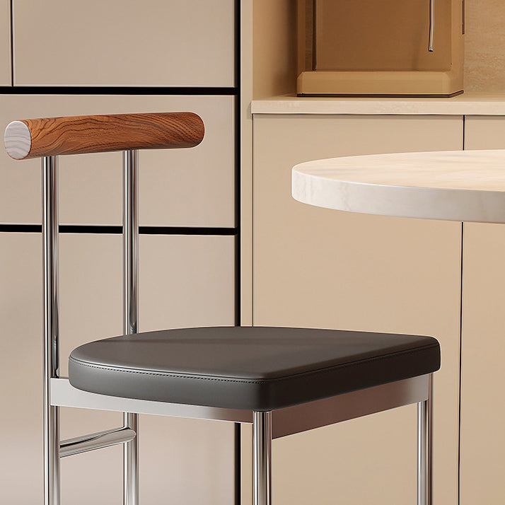 Scandinavian Leather Wood Metal Dining Chair