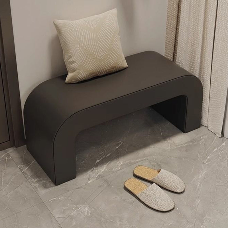 Contemporary PU Leather Wood Footstool Bench — Beige