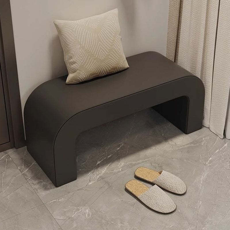 Contemporary PU Leather Wood Footstool Bench — Beige