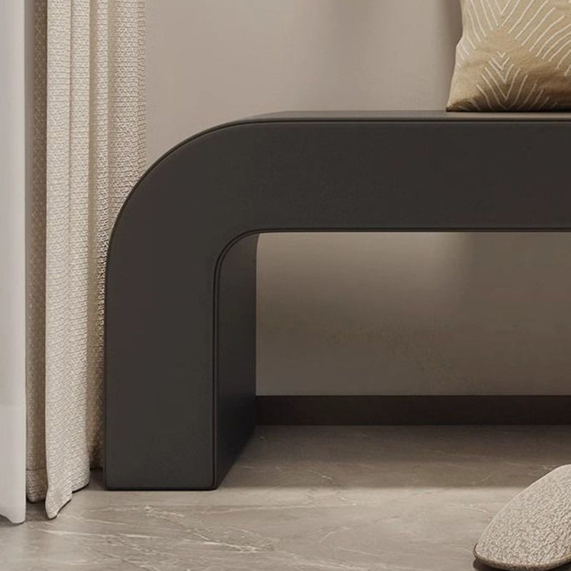 Contemporary PU Leather Wood Footstool Bench — Black