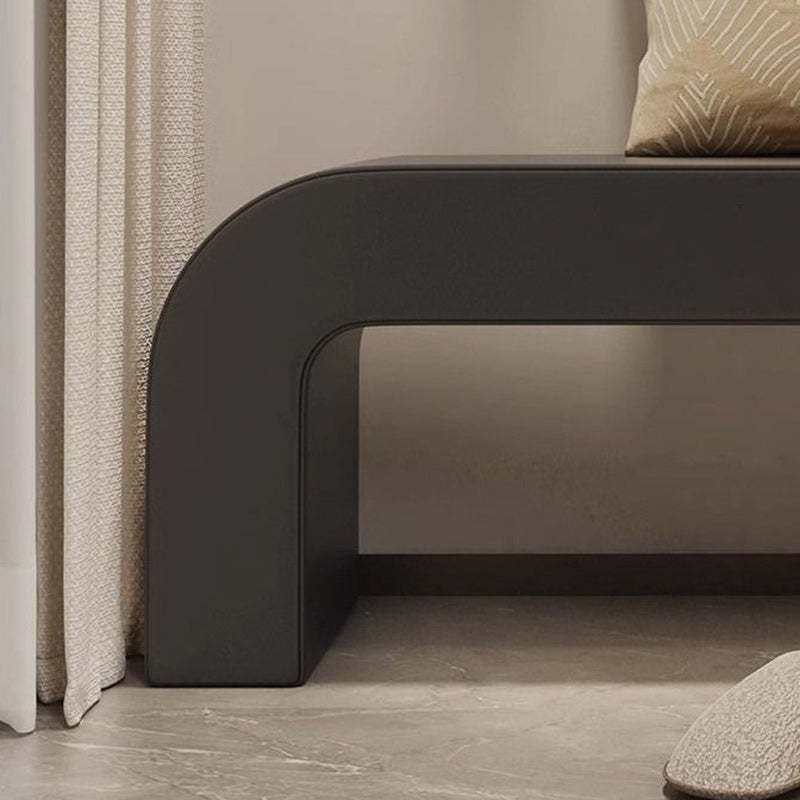 Contemporary PU Leather Wood Footstool Bench — Black