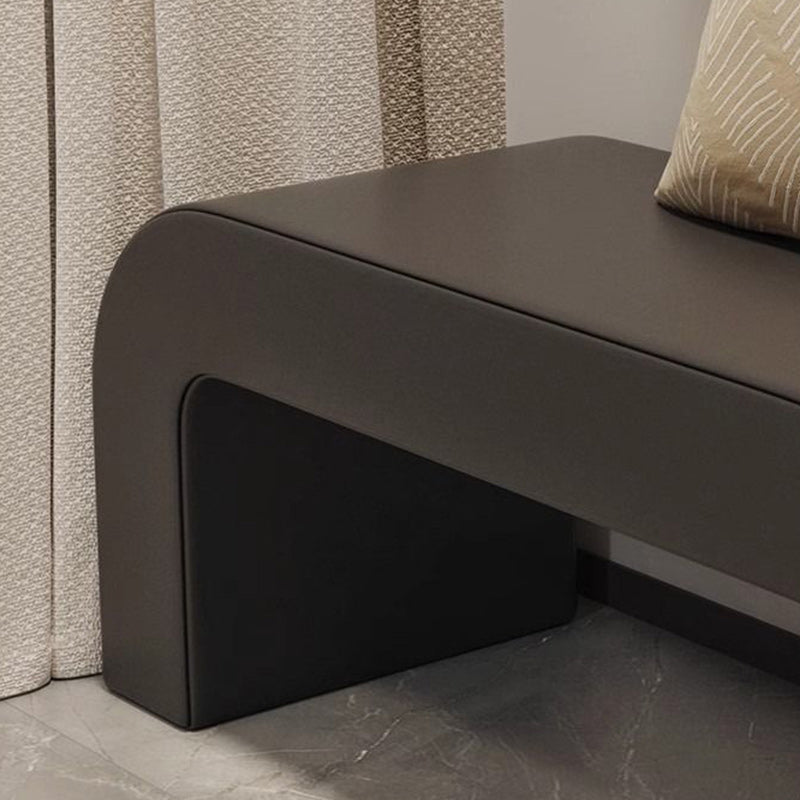 Contemporary PU Leather Wood Footstool Bench — Beige