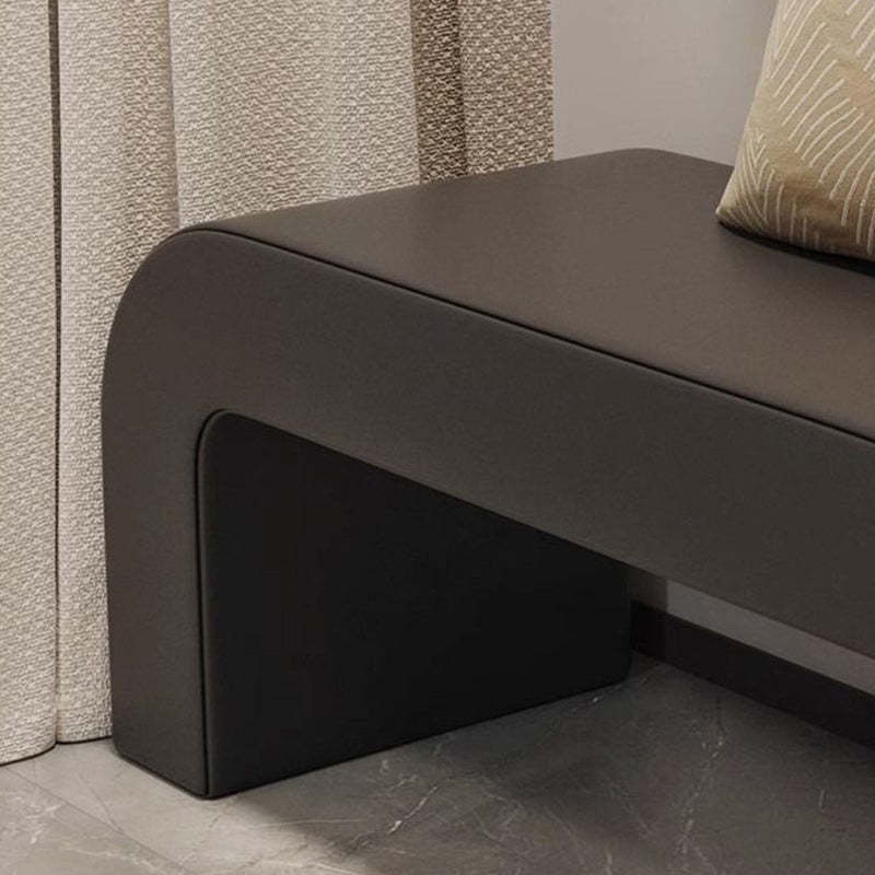 Contemporary PU Leather Wood Footstool Bench — Beige