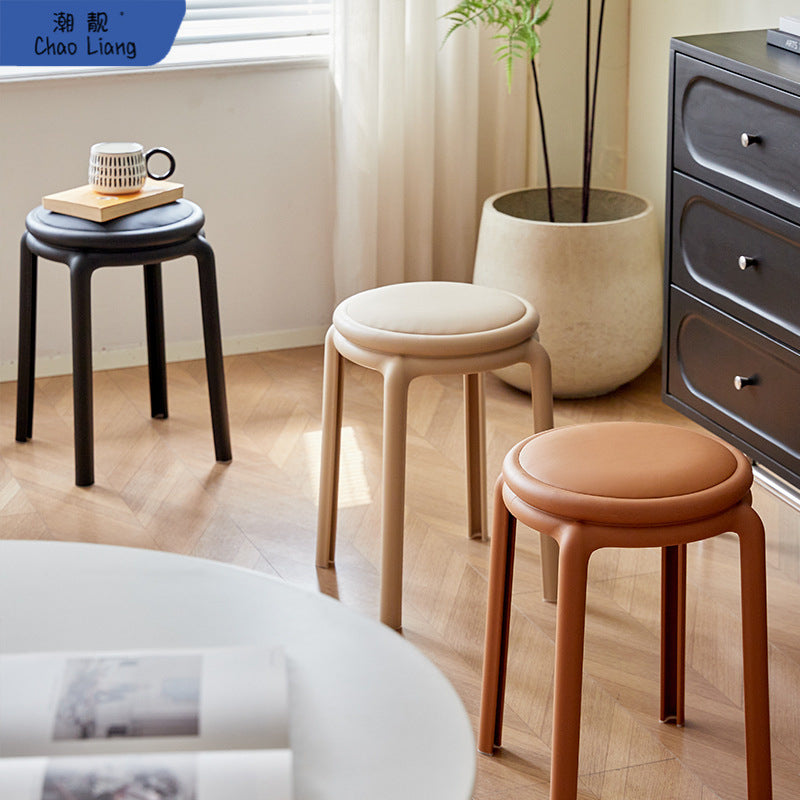 Minimalist Leather Round Chair — Gray