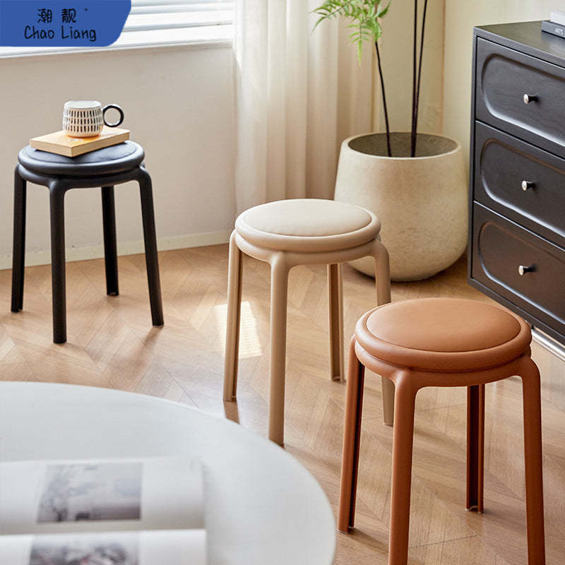 Minimalist Leather Round Chair — Gray