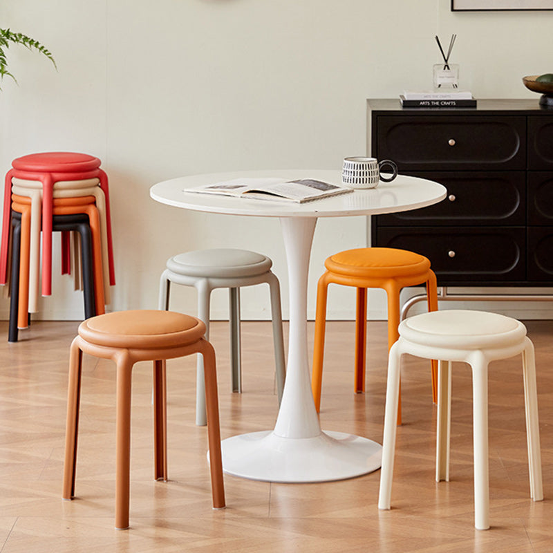 Minimalist Leather Round Chair — Khaki