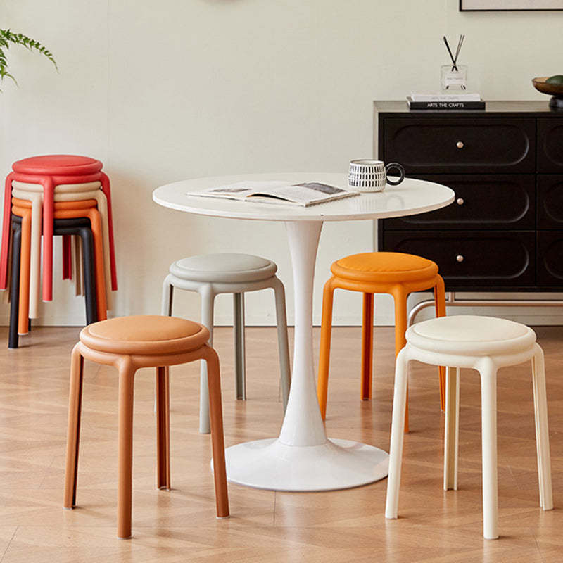 Minimalist Leather Round Chair — Khaki