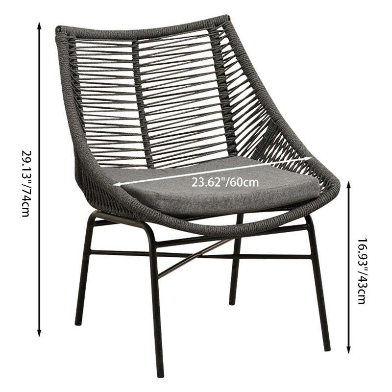 Chinese Rattan Cotton Metal Accent Chair — B / Original Wood Color