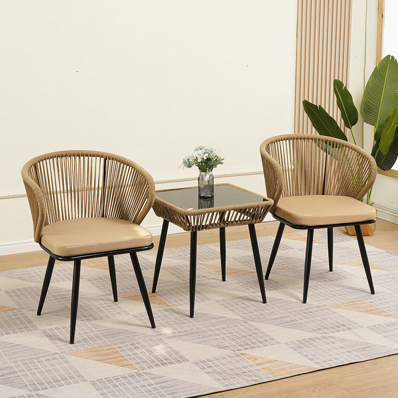 Chinese Rattan Cotton Metal Accent Chair