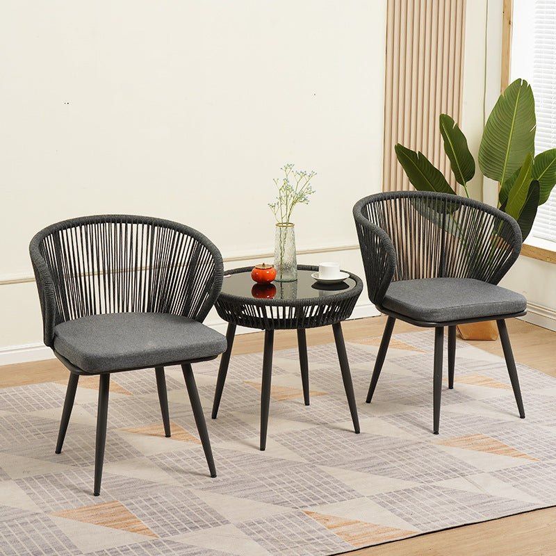 Chinese Rattan Cotton Metal Accent Chair