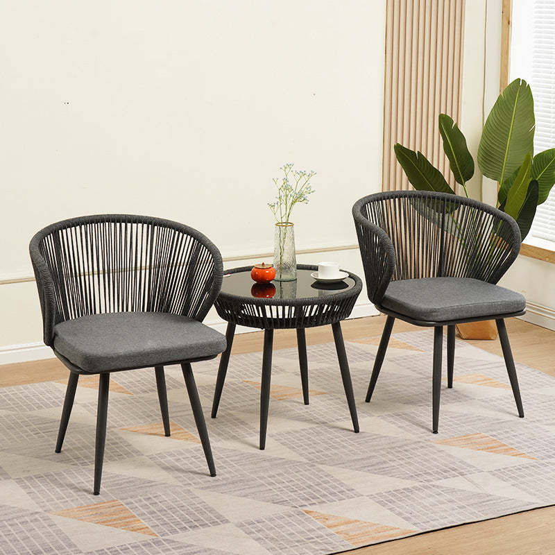 Chinese Rattan Cotton Metal Accent Chair