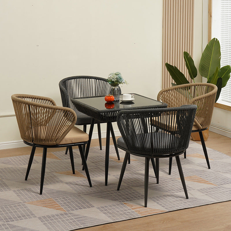 Chinese Rattan Cotton Metal Accent Chair