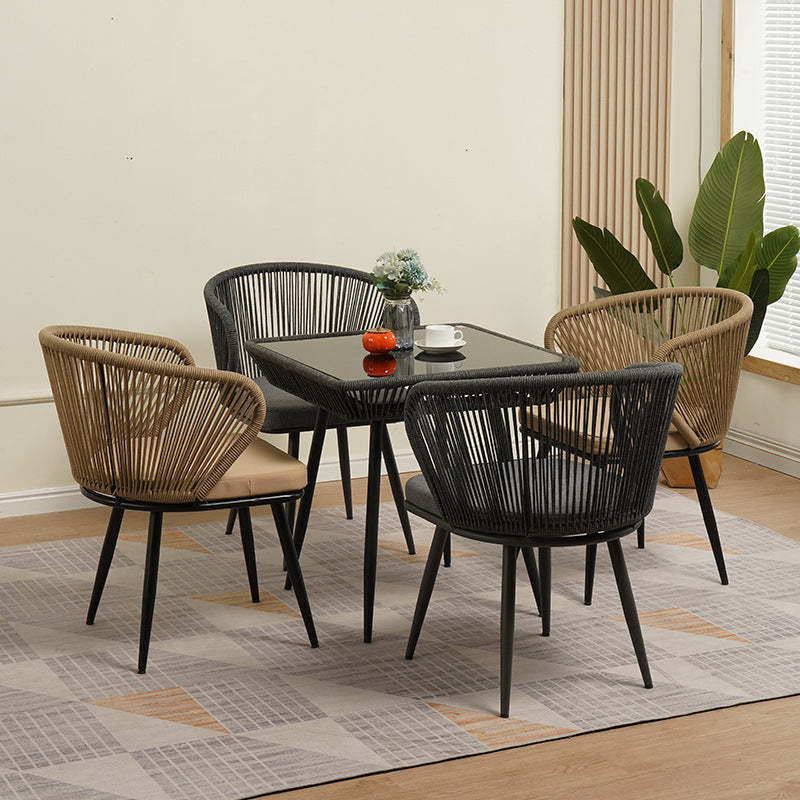 Chinese Rattan Cotton Metal Accent Chair — A / Gray