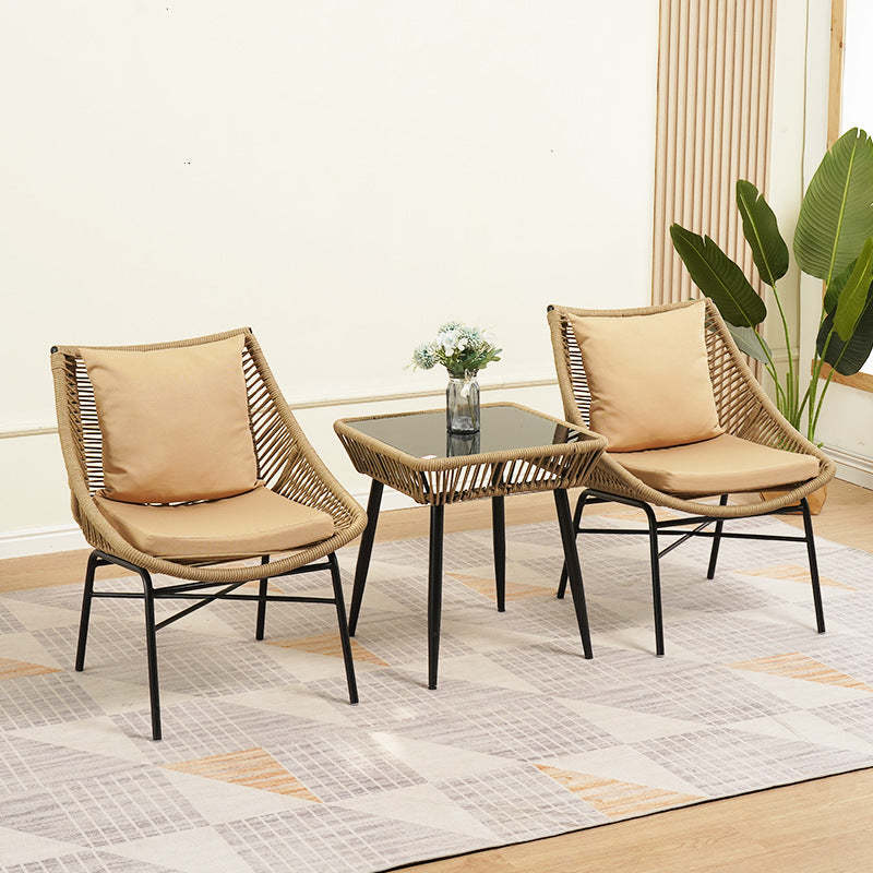 Chinese Rattan Cotton Metal Accent Chair