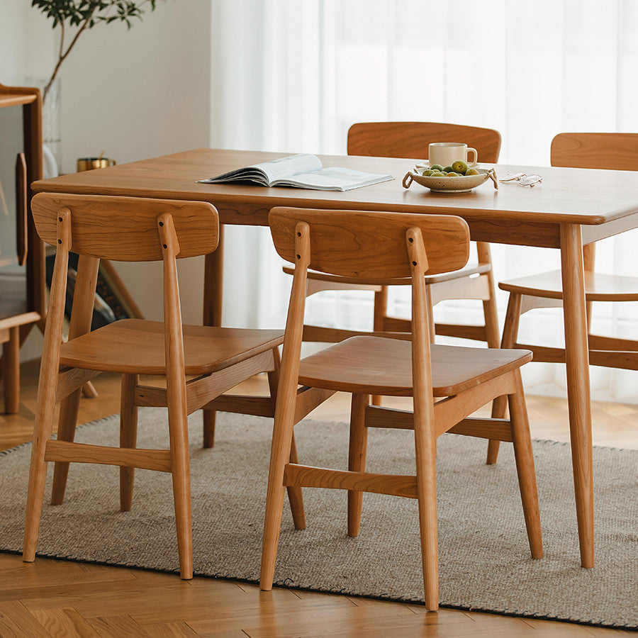 Japanese Cherry Wood Curved Dining Chair
