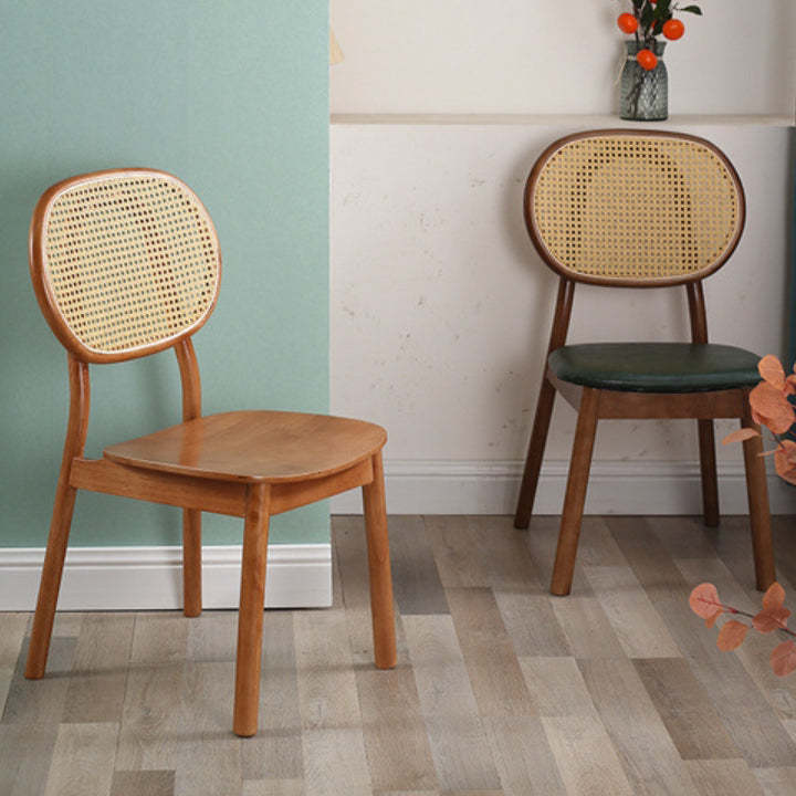 Scandinavian Rubberwood Rattan Dining Chair
