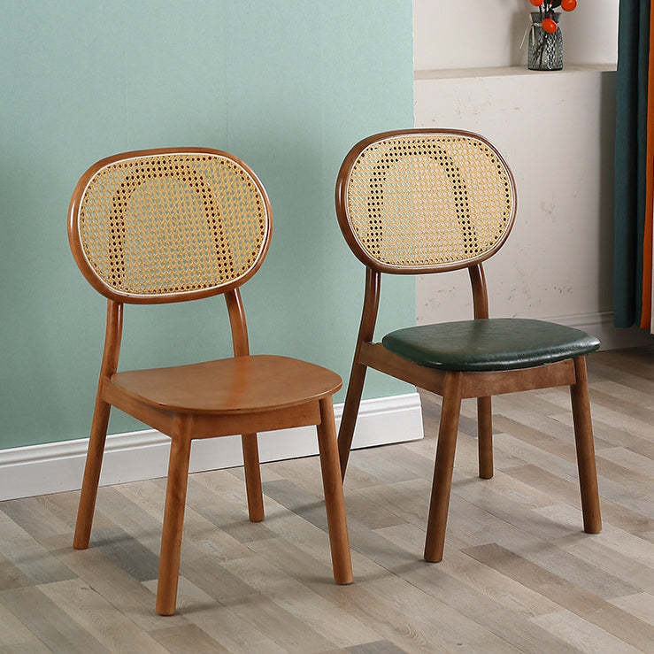 Scandinavian Rubberwood Rattan Dining Chair