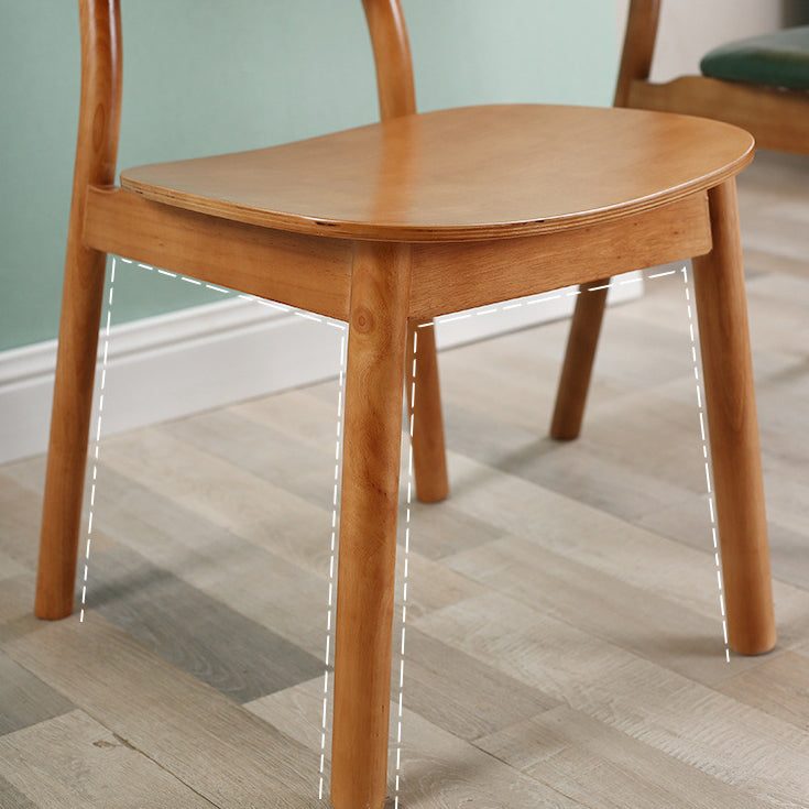 Scandinavian Rubberwood Rattan Dining Chair — B- Walnut Color