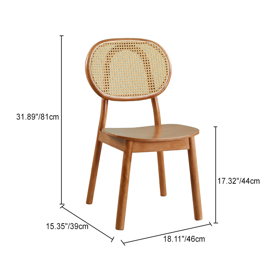 Scandinavian Rubberwood Rattan Dining Chair — A - Black