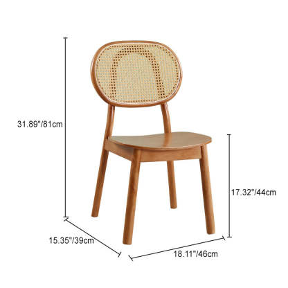 Scandinavian Rubberwood Rattan Dining Chair — A - Black