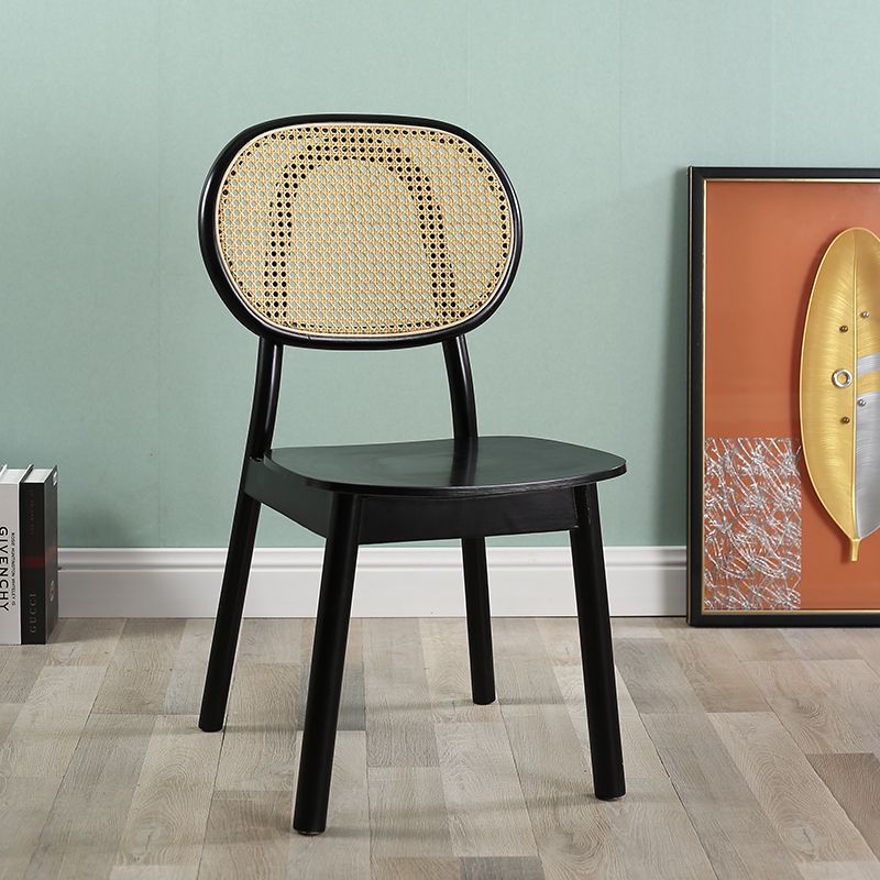 Scandinavian Rubberwood Rattan Dining Chair