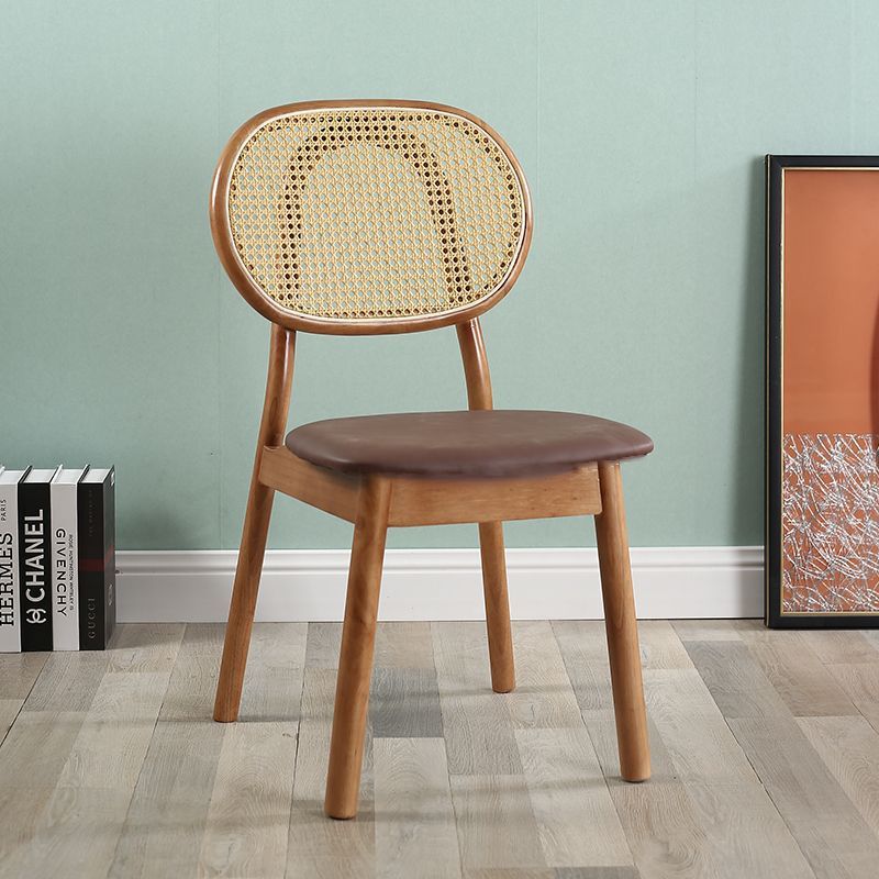 Scandinavian Rubberwood Rattan Dining Chair