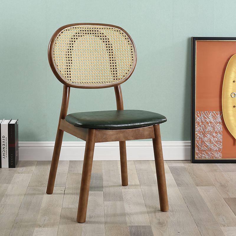 Scandinavian Rubberwood Rattan Dining Chair