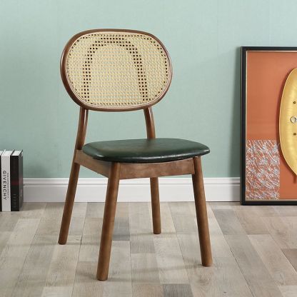 Scandinavian Rubberwood Rattan Dining Chair