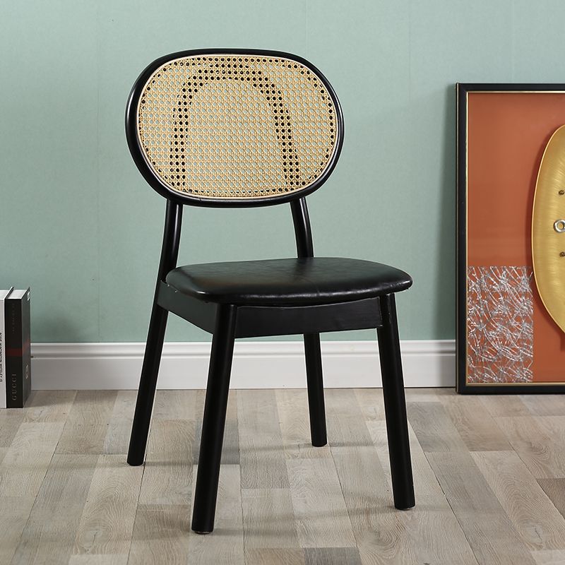 Scandinavian Rubberwood Rattan Dining Chair
