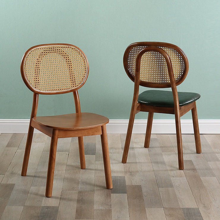 Scandinavian Rubberwood Rattan Dining Chair