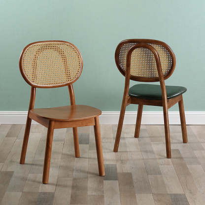 Scandinavian Rubberwood Rattan Dining Chair