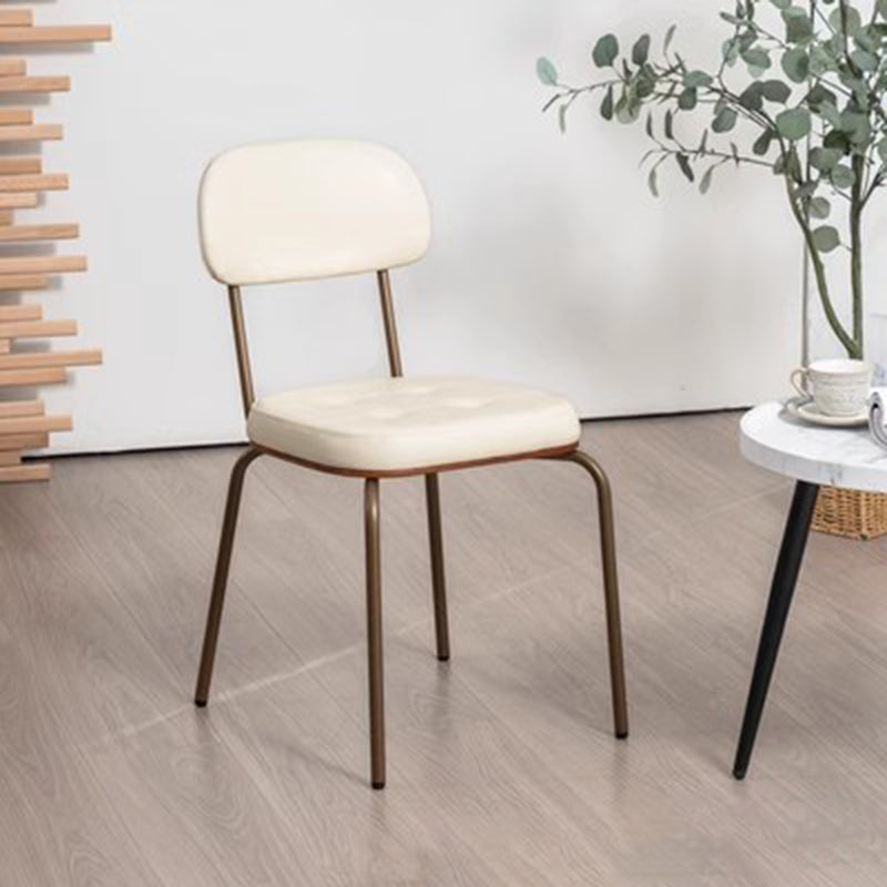 Rustic Arc Leather Wood Iron Dining Chair — Brown Solid Wood - Brown