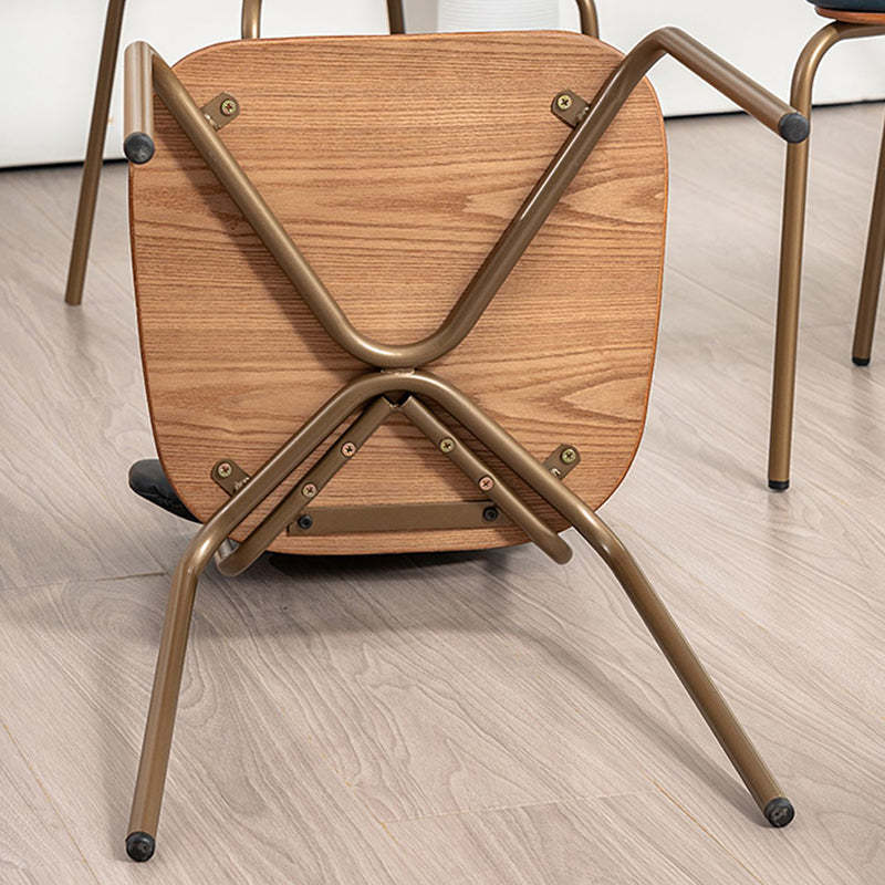 Rustic Arc Leather Wood Iron Dining Chair — Brown Solid Wood - Green