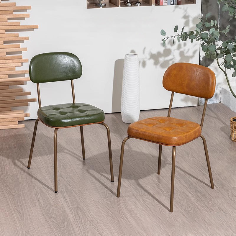 Rustic Arc Leather Wood Iron Dining Chair