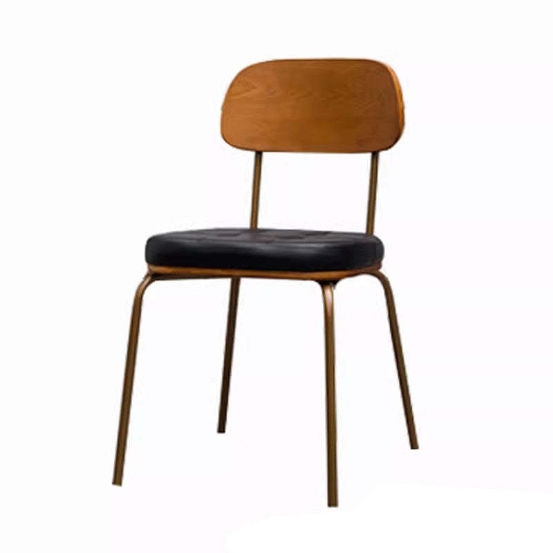 Rustic Arc Leather Wood Iron Dining Chair