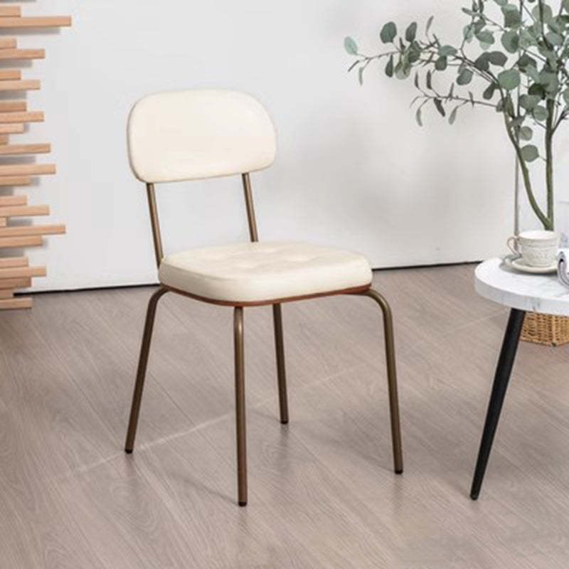 Rustic Arc Leather Wood Iron Dining Chair — Brown Solid Wood - Brown