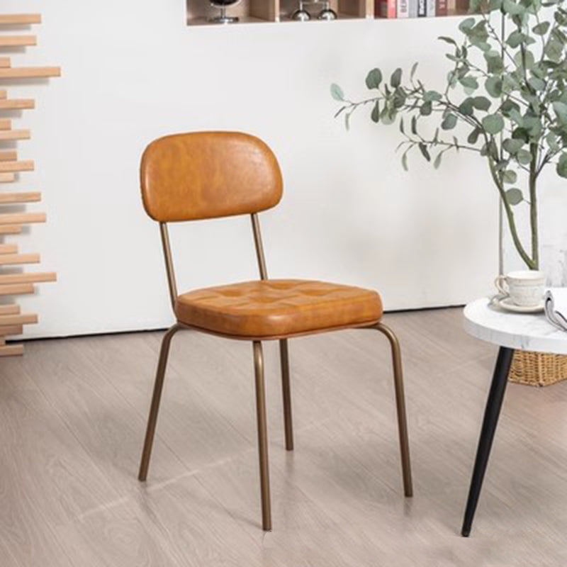 Rustic Arc Leather Wood Iron Dining Chair